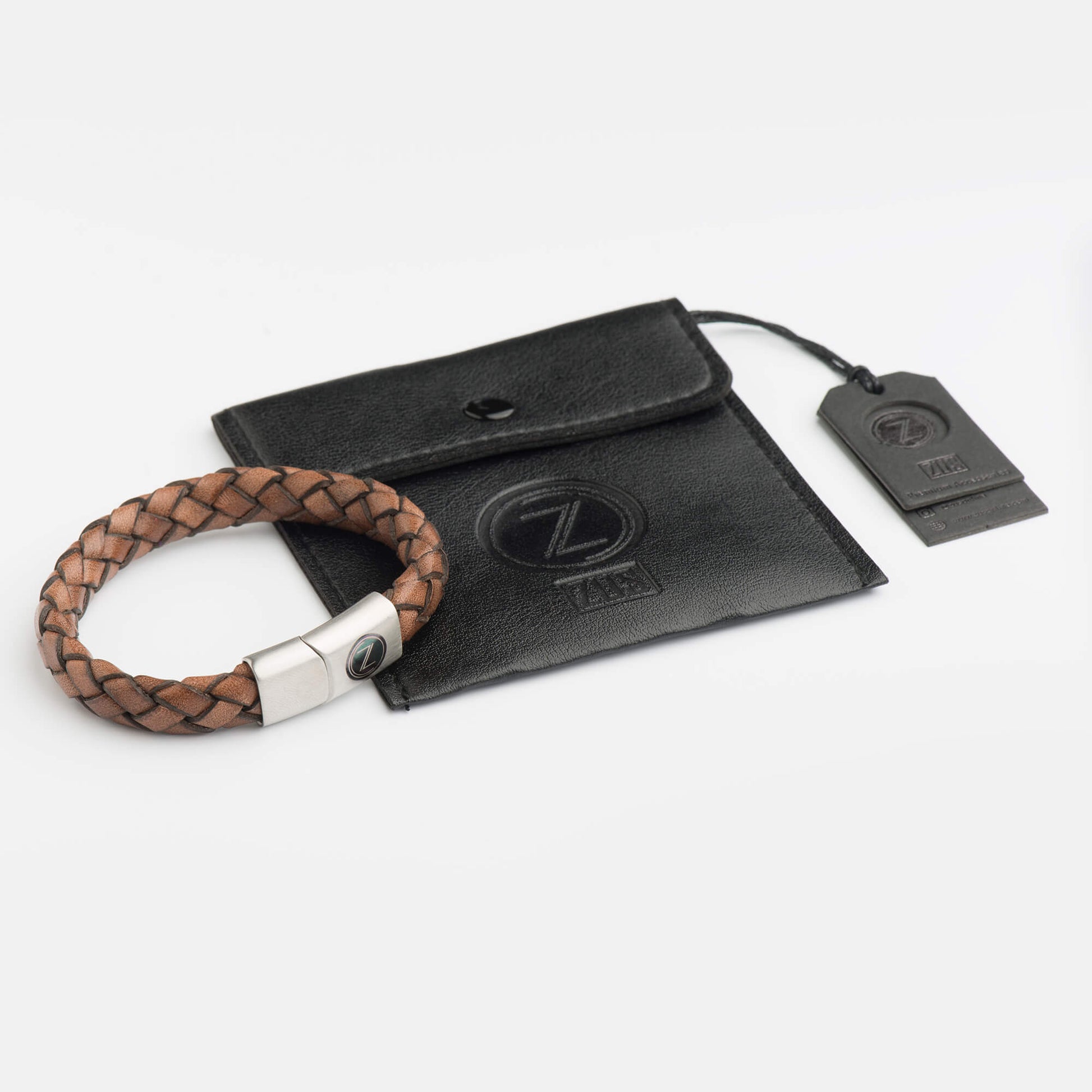  Wide Leather Bracelets Vintage Light Brown with Pouch.JPG