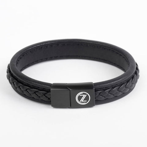 Black Wide Braided Leather